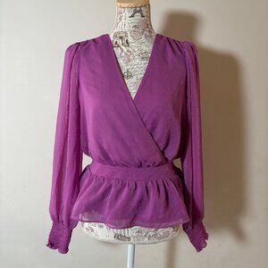 Express Light Purple Peplum Blouse Size Womens Medium